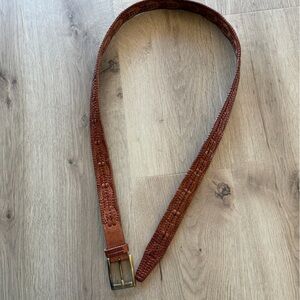 Men's Brown Leather solid brass belt